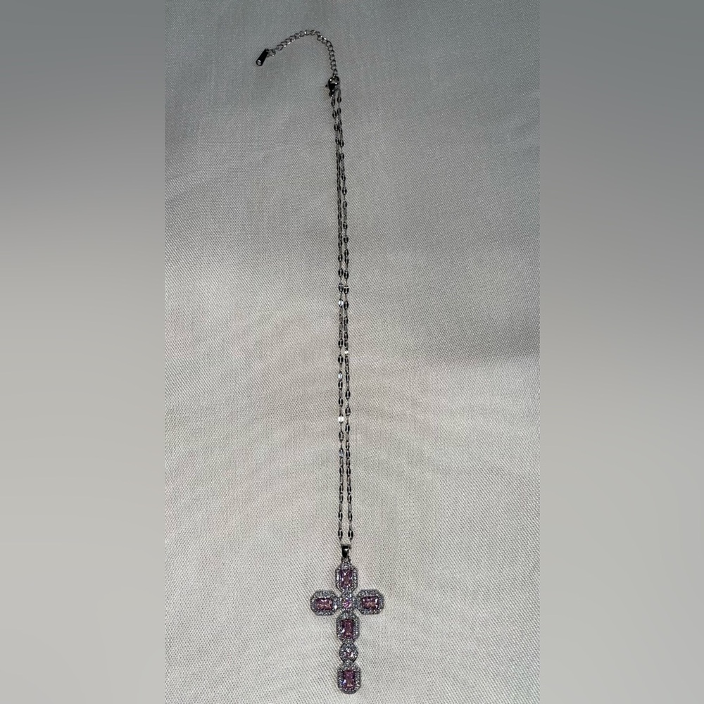 B. Collective Silver and Pink Cross Necklace (Boutique) | SAMPLE SALE